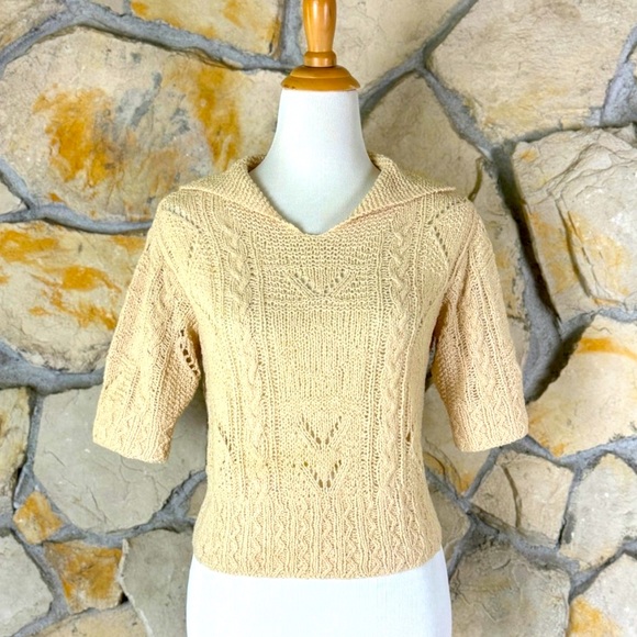 Ralph Lauren Blue Label Sweaters - Ralph Lauren Blue Label Cropped Sweater Pale Almond | M